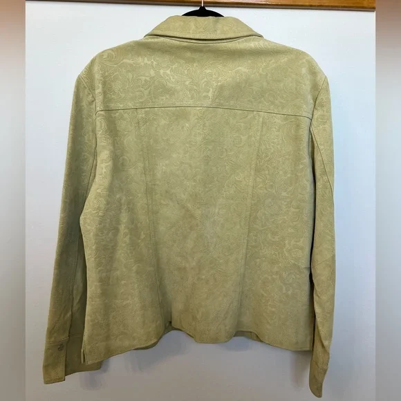 Tan Embossed Leather Jacket - Picture 3 of 3